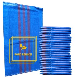 Mocne worki PP na zboże owies węgiel ekogroszek gruz 50kg 65x105 - 100 szt.  OBSZYTY OBRĘBEK I DÓŁ 